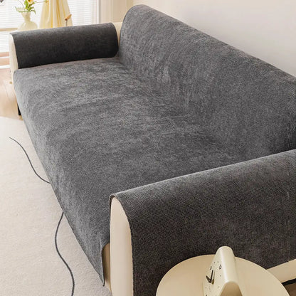 Einteiliger Chenille Kratzfester Wasserabweisender Rutschfester Sofaüberwurf & Bürostuhl Protector