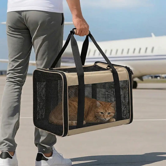Tragbare erweiterbare atmungsaktive Katzentragetasche für Reisen und Tierarztbesuche